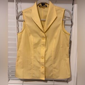 Jones New York Yellow Sleeveless Button-Down Shirt